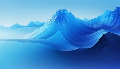 Fototapete - A serene, minimalist landscape featuring layers of softly sculpted, light blue geological forms.