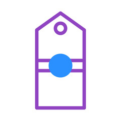 Poster - Minimalist illustration of a stylized tag with vibrant geometric accents design