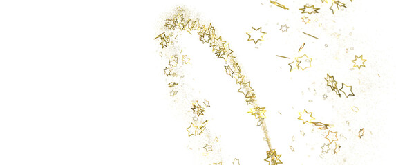 Poster - Stars - Banner with golden decoration. Festive border with falling glitter dust and stars.