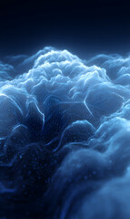 Poster - abstract digital ocean waves cascading with ethereal glow generating sense of tranquility and infini