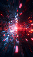 Poster - abstract tunnel of light with geometric shapes creating a vibrant and dynamic visual experience desi