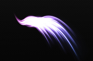 Wall Mural - glowing curved light trail with magical swirl effect. sparkling comet motion and high-speed lines on