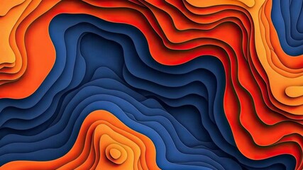 Poster - Abstract Layered Paper Art Design with Orange and Blue Elements