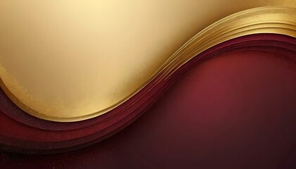 Fototapete - Elegant abstract background featuring flowing golden waves merging into a rich, deep burgundy color.