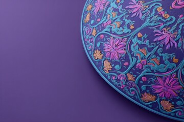 Poster - 3d illustration of asian-inspired object with intricate patterns and vibrant colors providing ample copy space