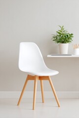 Poster - clean image showcases minimalist home office with sleek furniture ambient lighting and ample copy space