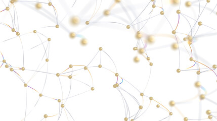 Fototapete - Abstract Network Connection with Golden Spheres