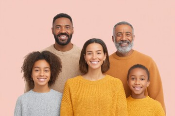 Poster - diverse family picture on clean background with ample copy space