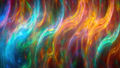 Poster - vibrant multicolor light swirl abstract with neon energy streams and glowing motion for digital art, web background, print design, or futuristic branding concept

