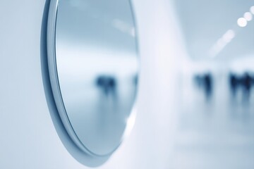 Poster - mirror reflecting single object surrounded by clean minimalistic background with soft light illumina