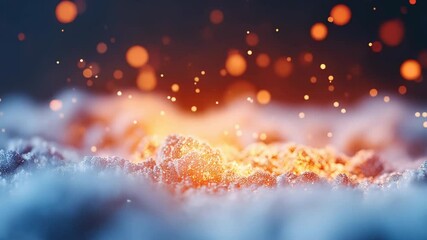 Poster - Dreamy Glowing Abstract Particles with Bokeh and Fiery Sparks