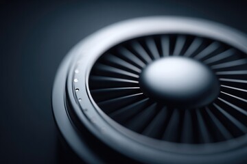 Poster - sleek minimalistic image focusing on intricate details of modern aircraft engine