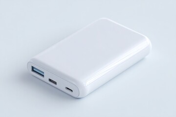 Poster - sleek modern gadget lies on pristine white surface embodying minimalist design with ample copy space