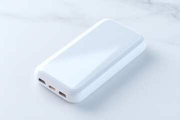 Poster - sleek modern gadget lies on pristine white surface embodying minimalist design with ample copy space