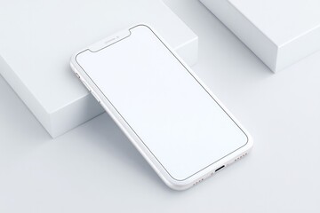 Poster - sleek modern gadget lies on pristine white surface embodying minimalist design with ample copy space