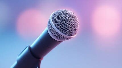 Poster - solo microphone against vibrant colorful background highlighting expressive performance atmosphere
