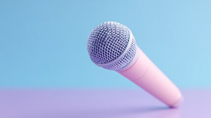 Poster - solo microphone against vibrant colorful background highlighting expressive performance atmosphere