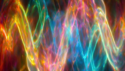 Poster - vibrant multicolor light swirl abstract with neon energy streams and glowing motion for digital art, web background, print design, or futuristic branding concept

