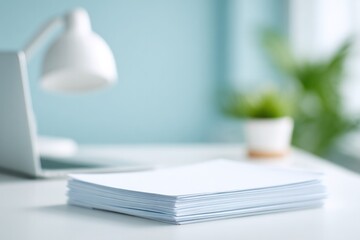 Aufkleber - capture clean and minimalistic scene of well-organized project manager desk with scattered documents laptop and simple