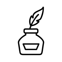 Poster - Ink bottle and quill pen icon, for writing and literature