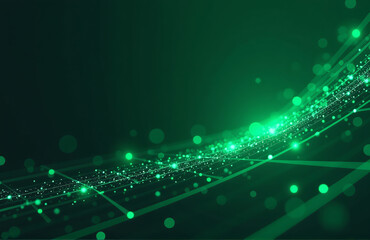 Aufkleber - dark green geometric shapes color gradient glow effects create futuristic wide panoramic web design lines stripes