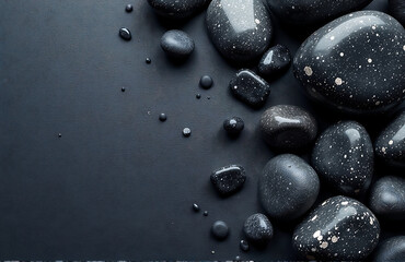 Aufkleber - dark rock background pebbles copy space creates textured wide banner ideal unique design