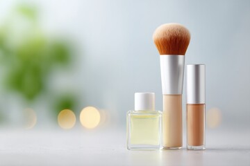 Poster - close-up of minimalist beauty tools on clean salon table harmonious composition with lighting accent