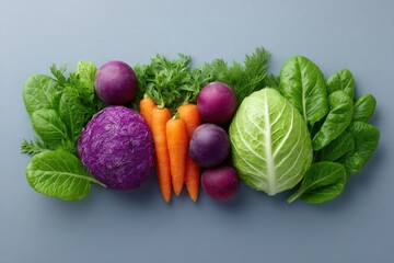 Poster - plate of vibrant vegetables arranged in artistic manner showcasing diversity of vegetarian cuisine