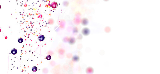Fototapete - Colorful spheres connected by lines, representing data flow or networks.  Perfect for tech backgrounds.