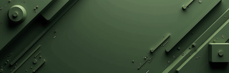 Poster - geometric shapes lines create futuristic dark olive green background effect inspired military khaki
