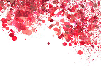 Poster - A burst of red confetti against a black background