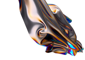 Poster - Abstract iridescent folds of metallic fabric A symphony of colors and shapes
