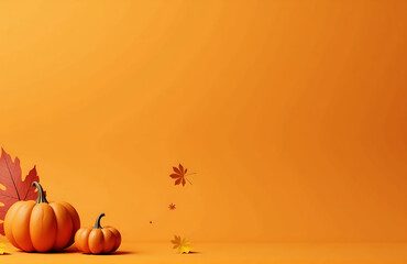 Poster - orange background empty space design autumn seasonal themes including halloween thanksgiving graphics