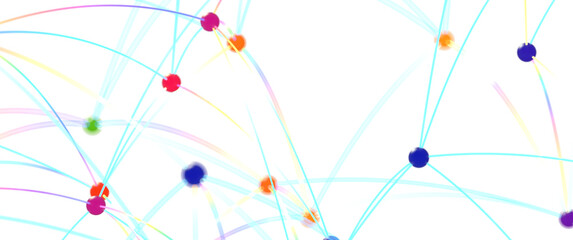 Fototapete - Abstract Network with Colorful Nodes and Lines