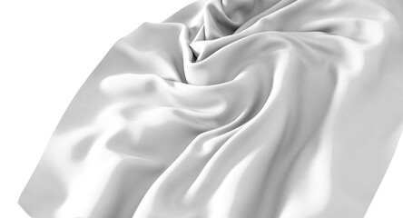Poster - Close-up of white fabric with smooth texture, displaying elegant draping and soft folds