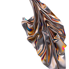 Poster - Abstract iridescent folds of metallic fabric A symphony of colors and shapes