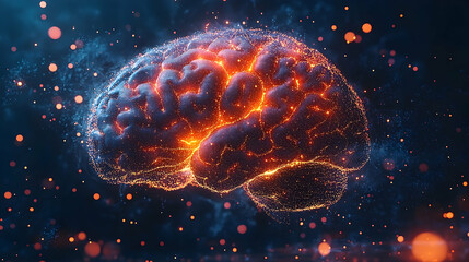 Fototapete - A digital illustration of a brain.