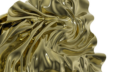 Leinwandbilder - Shiny gold fabric drapes gracefully catching the light Luxury and opulence in a single image