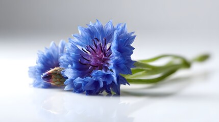 Vintage Blue Flower Macro on White Surface