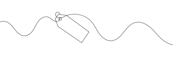 Wall Mural - One continuous line drawing of paper tea bag, continuous line drawing of paper tea bag, Discount tag icon line continuous drawing vector. One line price tag icon vector background