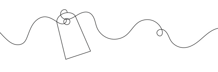 Wall Mural - One continuous line drawing of paper tea bag, continuous line drawing of paper tea bag, Discount tag icon line continuous drawing vector. One line price tag icon vector background