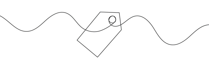 Wall Mural - One continuous line drawing of paper tea bag, continuous line drawing of paper tea bag, Discount tag icon line continuous drawing vector. One line price tag icon vector background