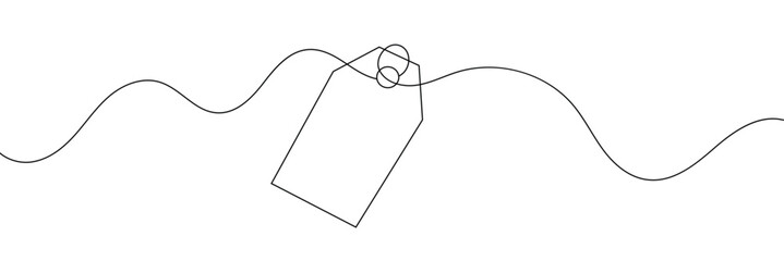 Wall Mural - One continuous line drawing of paper tea bag, continuous line drawing of paper tea bag, Discount tag icon line continuous drawing vector. One line price tag icon vector background