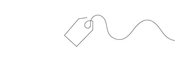 Wall Mural - One continuous line drawing of paper tea bag, continuous line drawing of paper tea bag, Discount tag icon line continuous drawing vector. One line price tag icon vector background