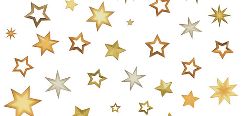 Poster - A repeating pattern of golden stars on a black background, creating a simple yet elegant design.