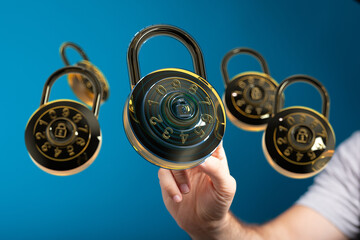 Aufkleber - Secure your data with strong passwords and encryption.  Cybersecurity image.
