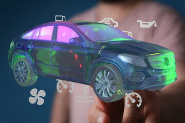 Poster - Innovative technology for car maintenance.  Visualize and diagnose car issues easily.