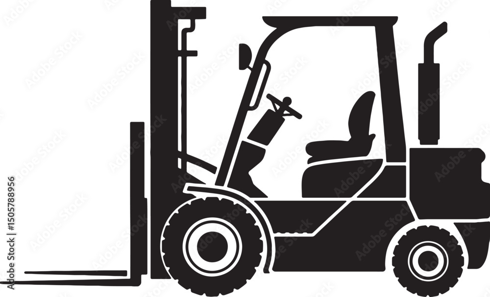 Black silhouette of a modern forklift truck Stock Vector | Adobe Stock