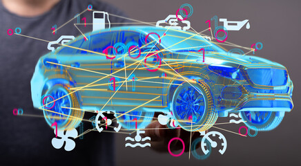 Poster - Future of car maintenance.  Smart tech for diagnostics and repairs.