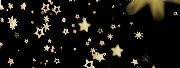 Aufkleber - Elegant background with gold stars falling on black. Perfect for celebrations.